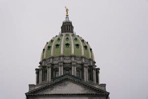 Shown is the Pennsylvania Capitol in Harrisburg, Pa., Tuesday, Feb. 21, 2023. (AP Photo/Matt Rourke)